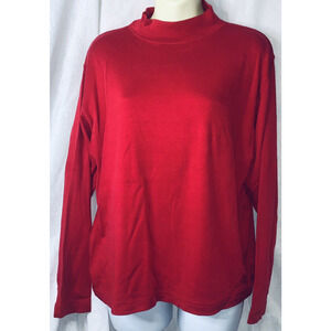 Womens L Red GFC Trading Company LS Soft Holiday Sweater Mock turtleneck GUC